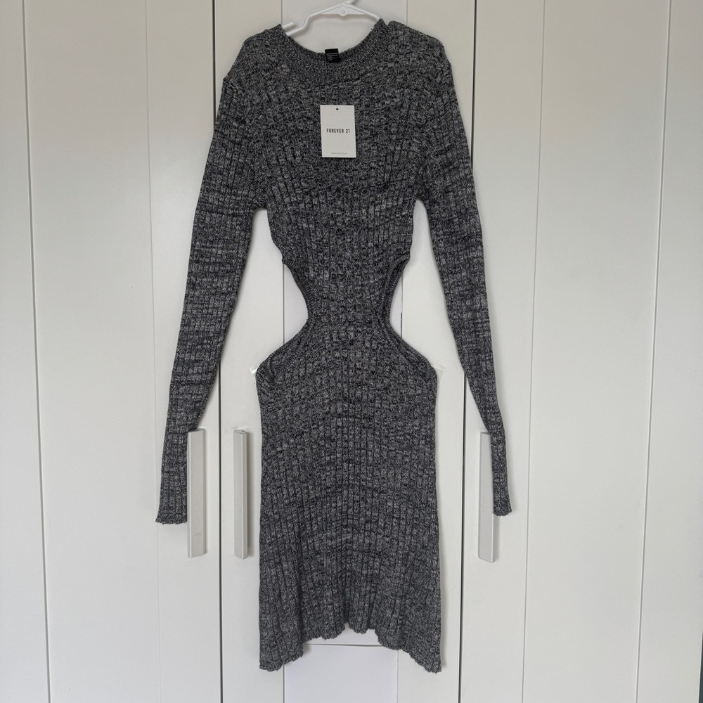 Forever 21 Charcoal Long Sleeve Dress